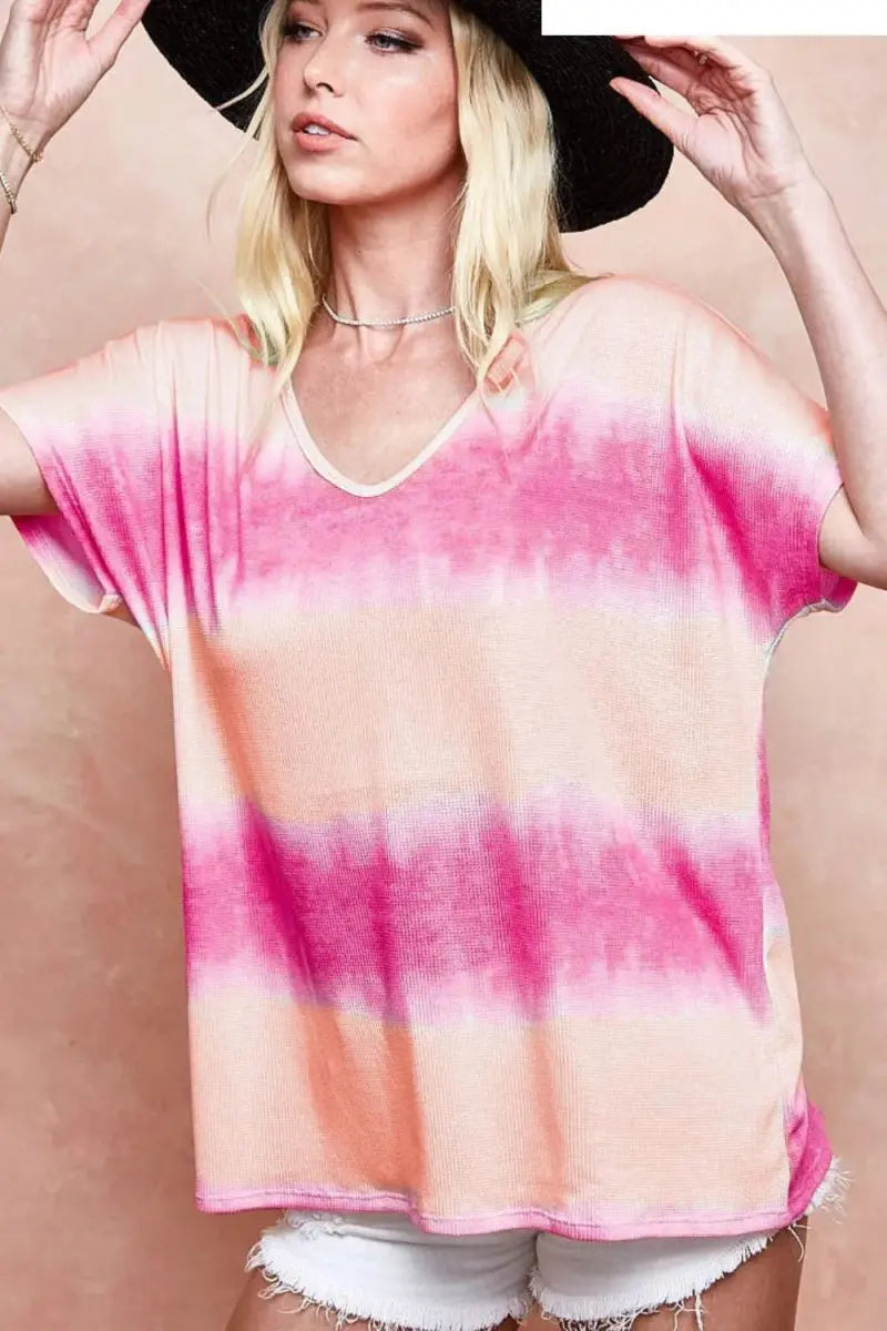 BiBi Tiedye Printed Hacci Knit Top - Love Salve